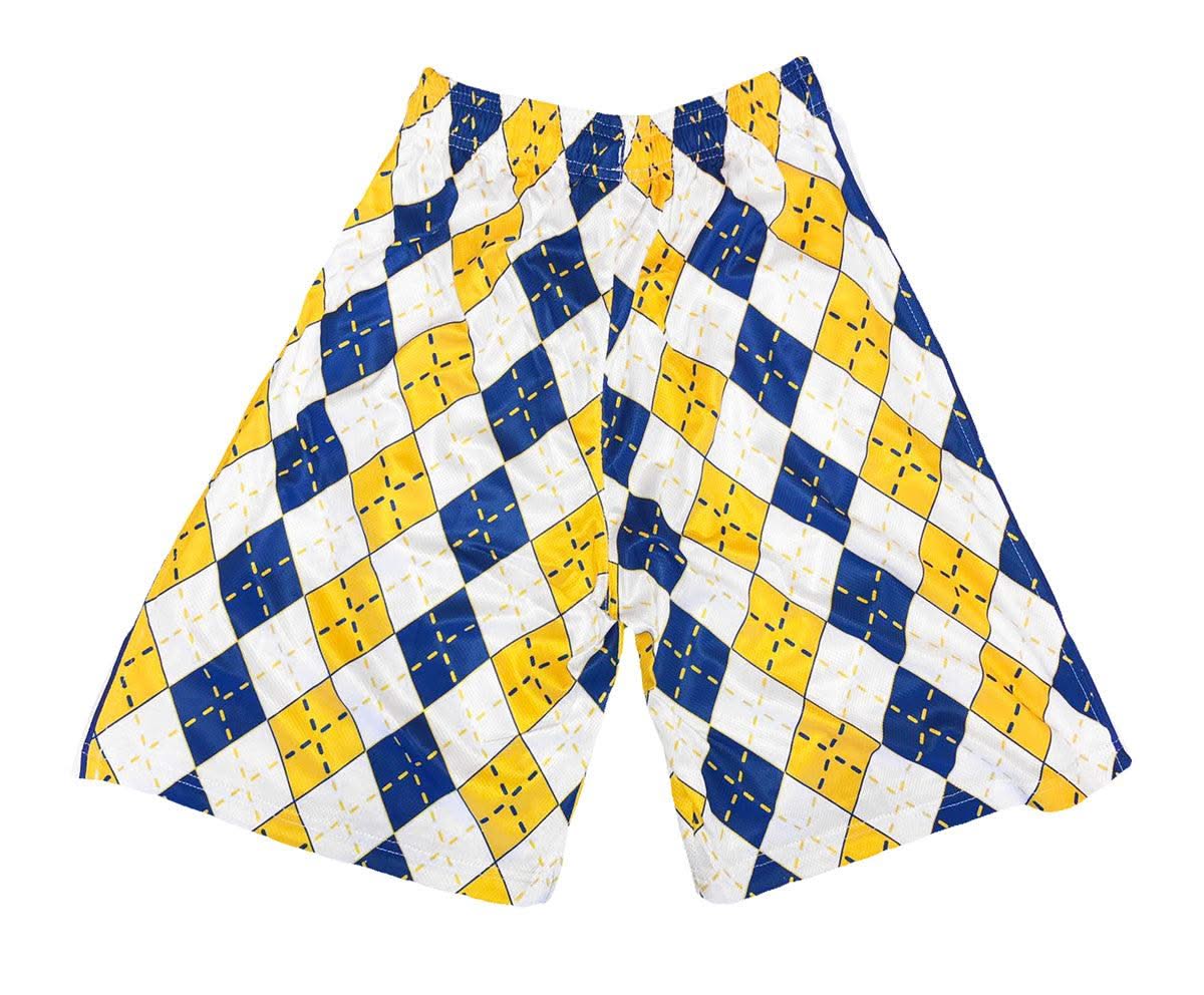Boys Blue & Gold Argyle Shorts - Image 3