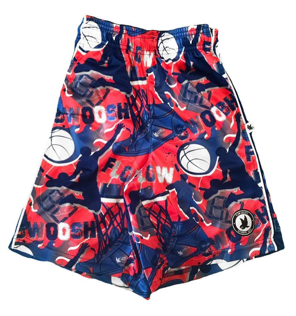 Boys Flow Swoosh Blue & Red Attack Short - Image 5