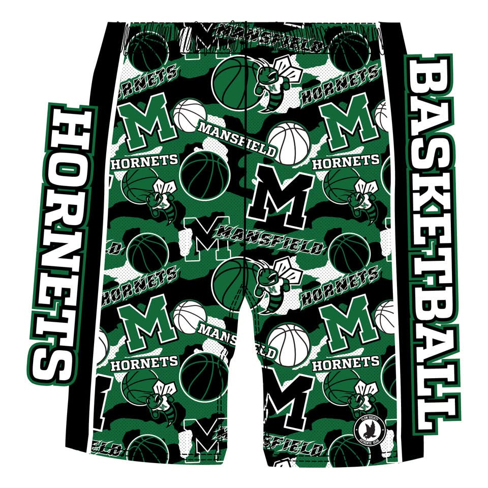 Boys & Mens Mansfield Hornets Basketball Short Multi