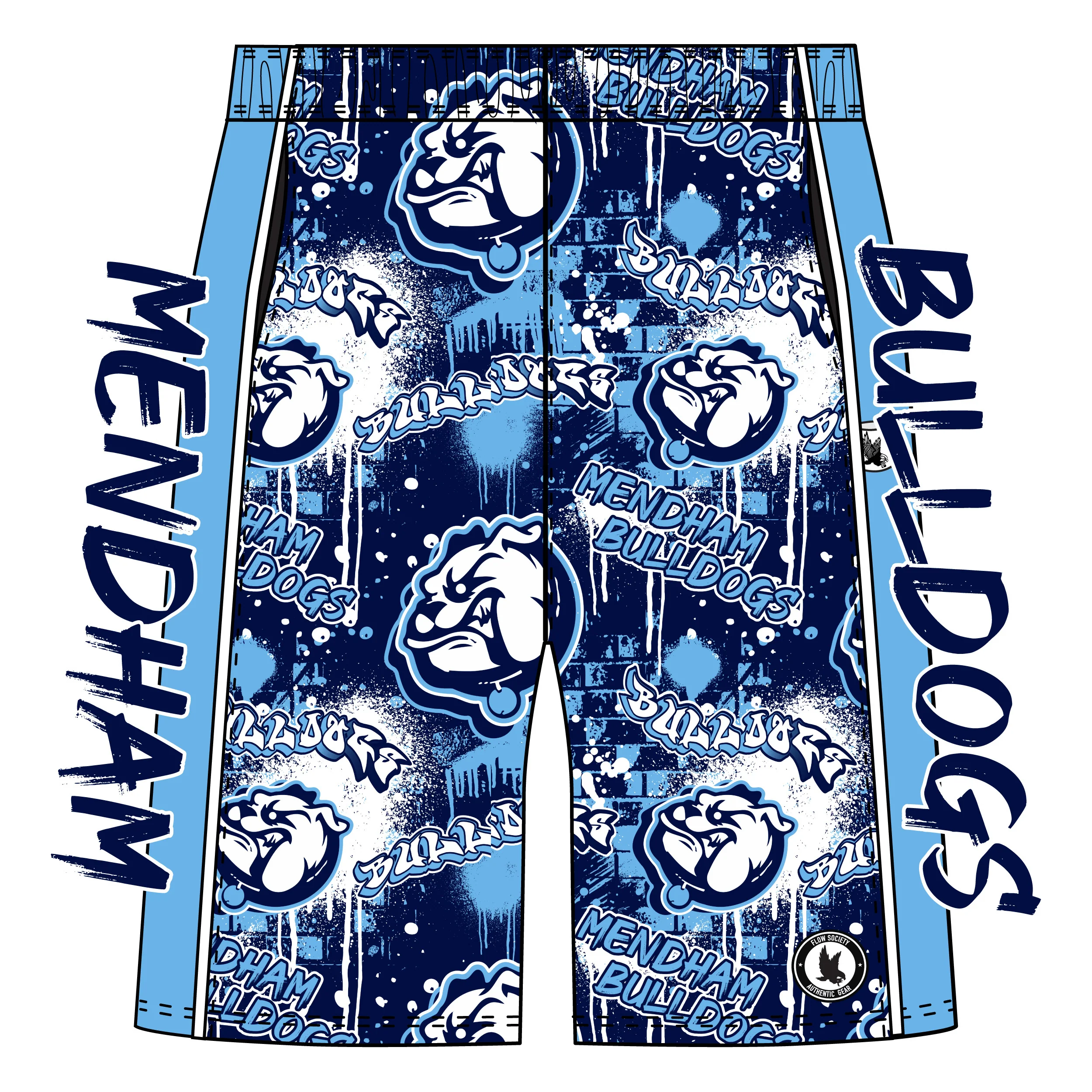 Boys & Mens Mendham Middle School Bulldogs Graffiti Mid-length Short