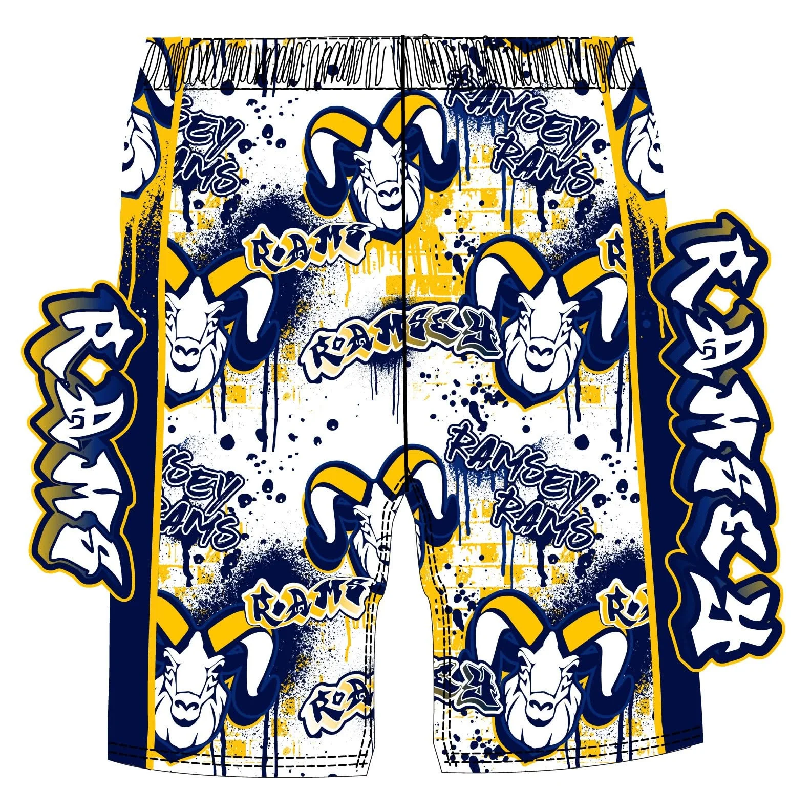 Boys & Mens Ramsey Rams Graffiti White Short - Image 2