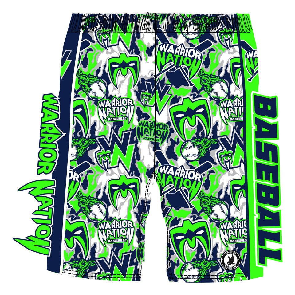 Boys & Mens Warrior Nation Grey & White Baseball Short