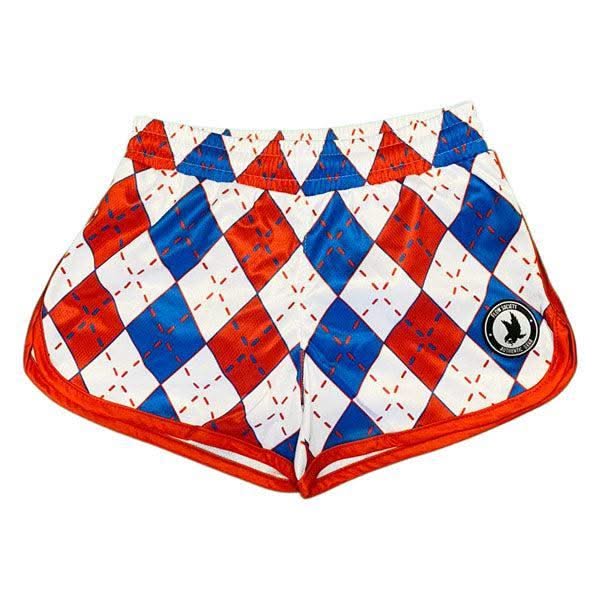 Girls & Womens Red, White & Blue Argyle Attack Short - Image 4