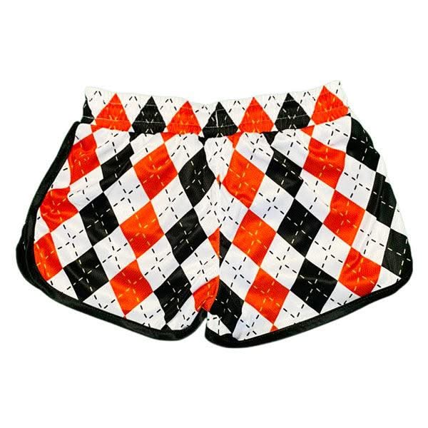 Girls & Womens White, Black & Red Argyle Attack Short - Image 3