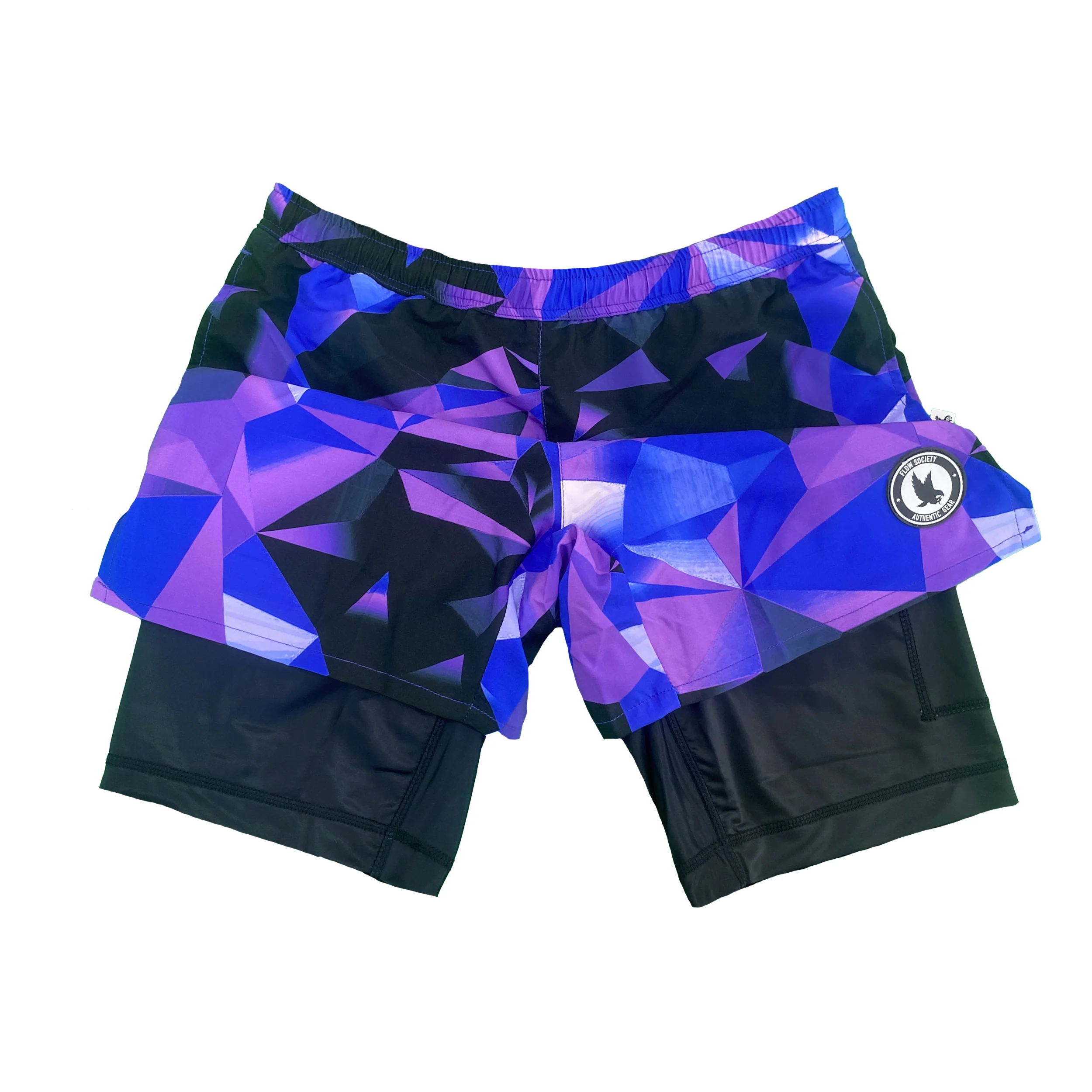 Mens 2-1 Diamond Geo Blue Purple Compression 7" Short - Image 3