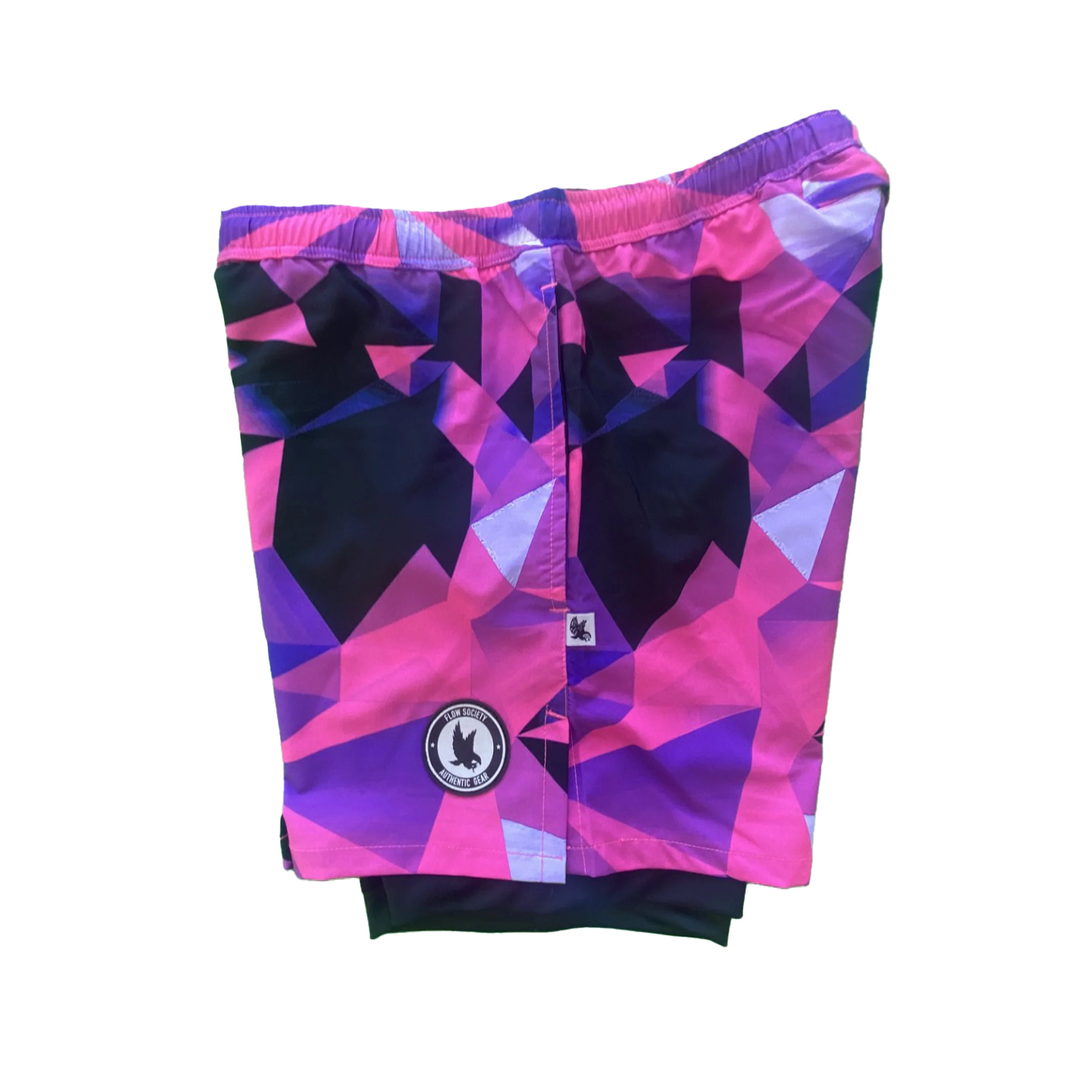 Mens 2-1 Diamond Geo Pink Compression 7" Short - Image 2