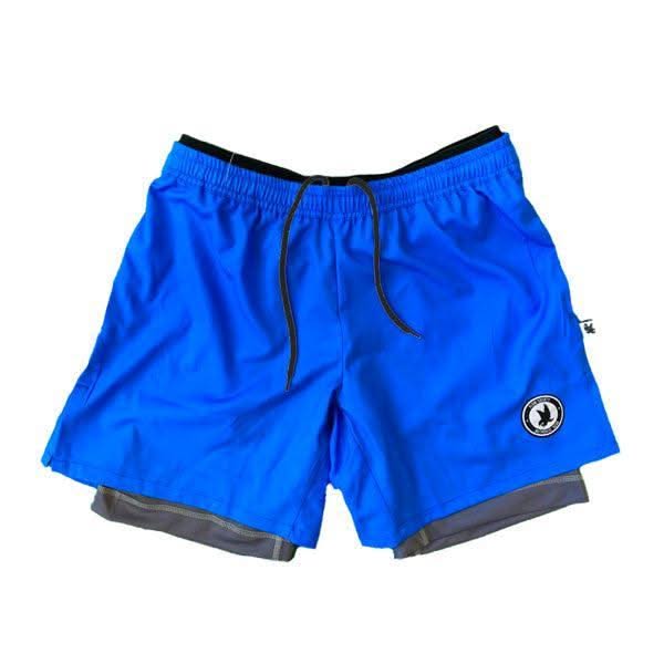 Mens 2-1 Royal & Charcoal Compression Solid 7" Short - Image 4