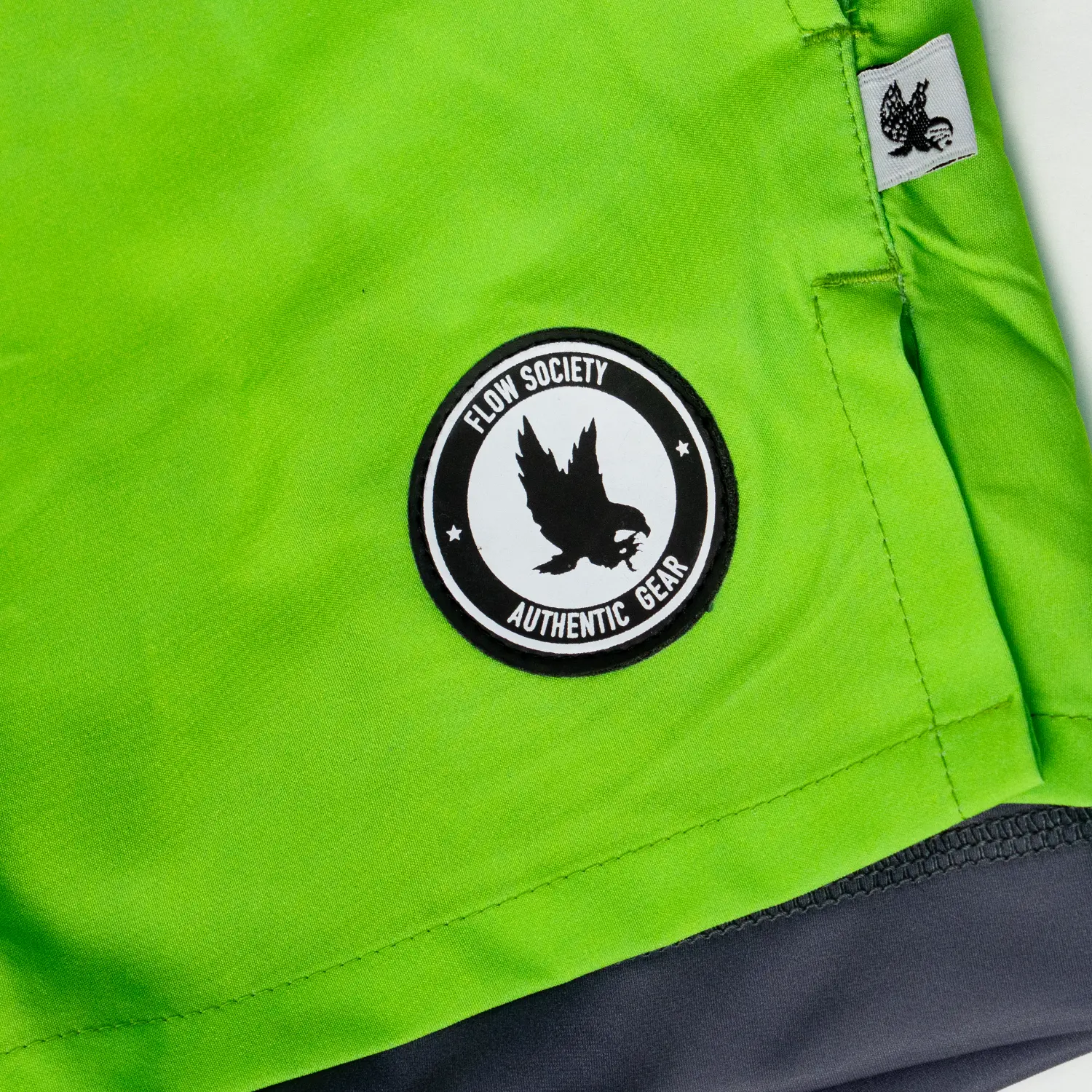 Mens 2-1 Solid Compression Neon Green with Charcoal Liner 7" Short - Image 3