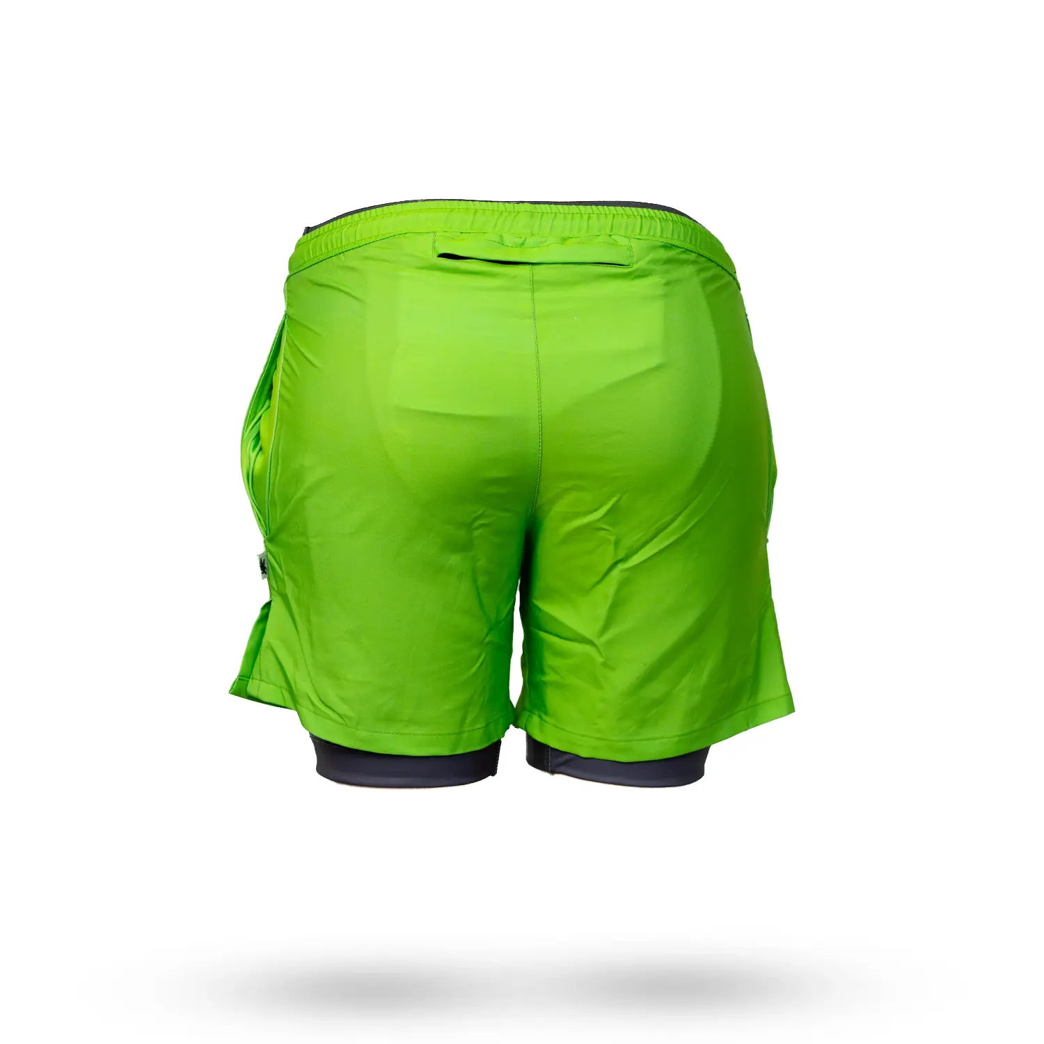 Mens 2-1 Solid Compression Neon Green with Charcoal Liner 7" Short - Image 5
