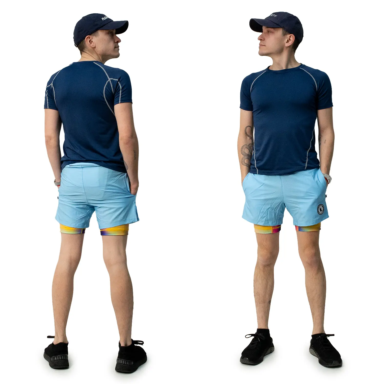 Mens Gradient Sky 2-1 7" Compression Short - Image 4