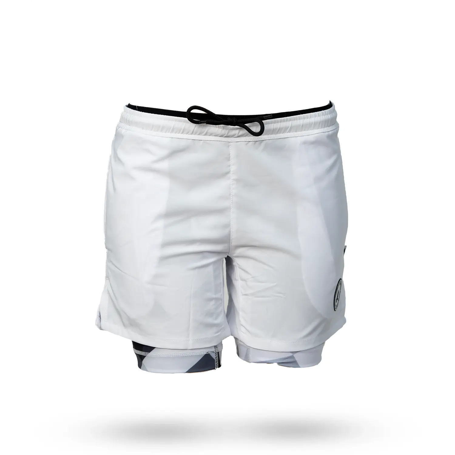Mens Solid White Diamond Geo 2-1 Compression 7" Short