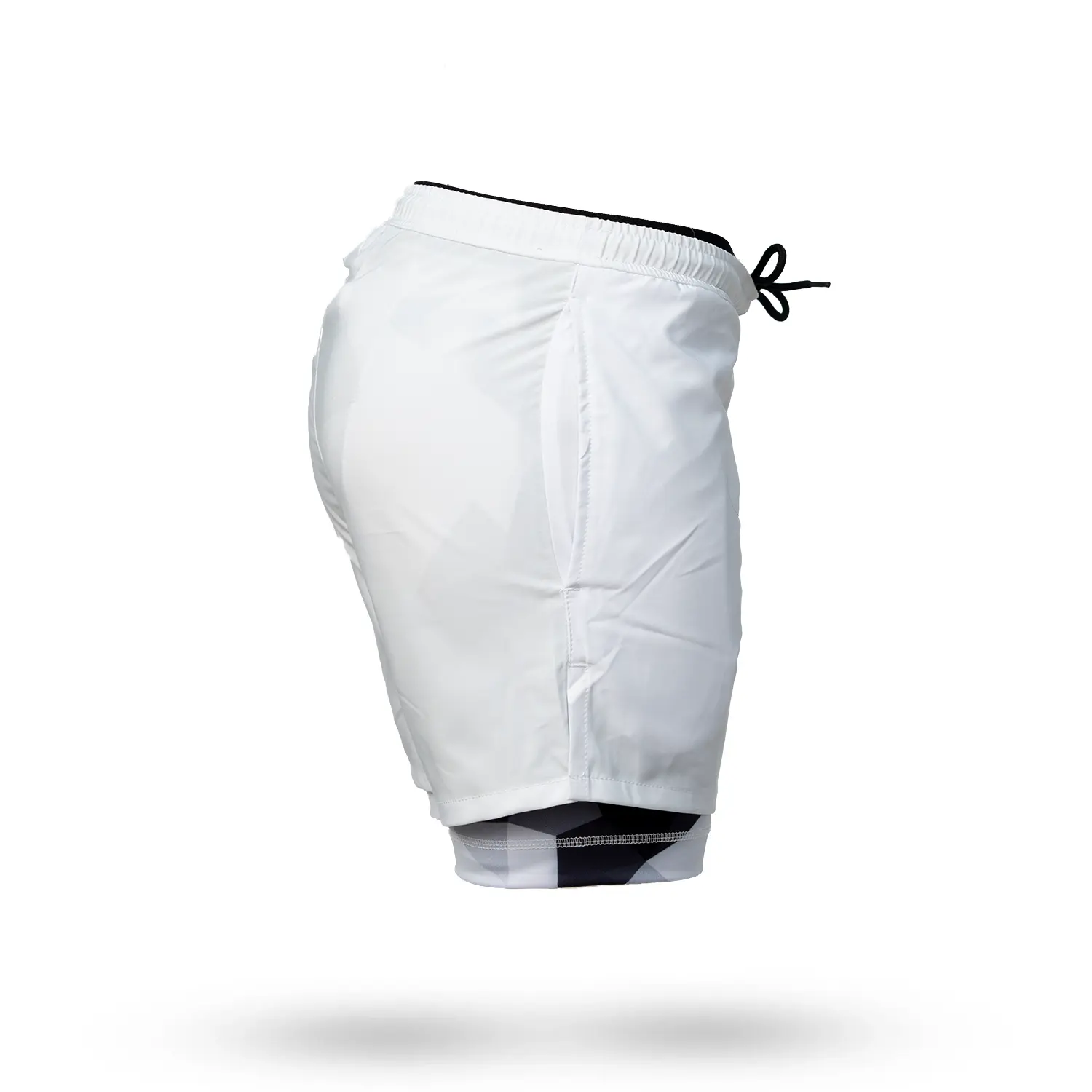 Mens Solid White Diamond Geo 2-1 Compression 7" Short - Image 2