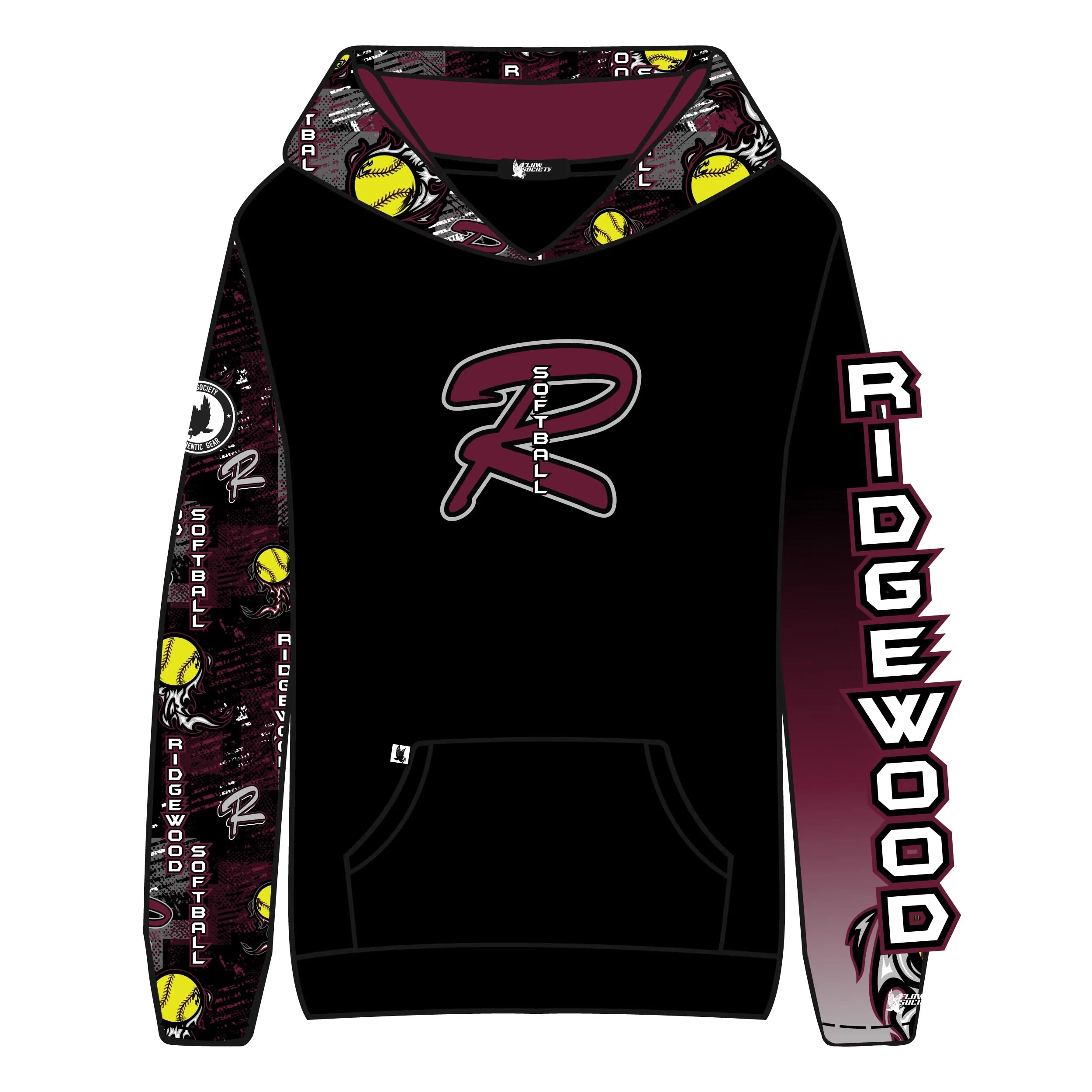 Youth & Adult Ridgewood Softball Black Hoodie