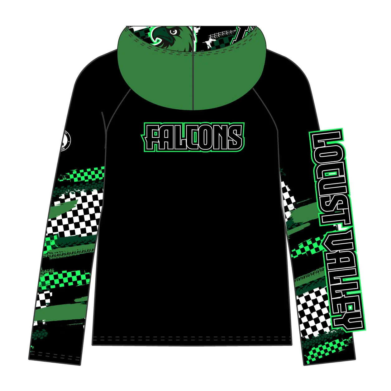 Youth & Adult Locust Valley Falcons Checkered Hoodie - Image 2