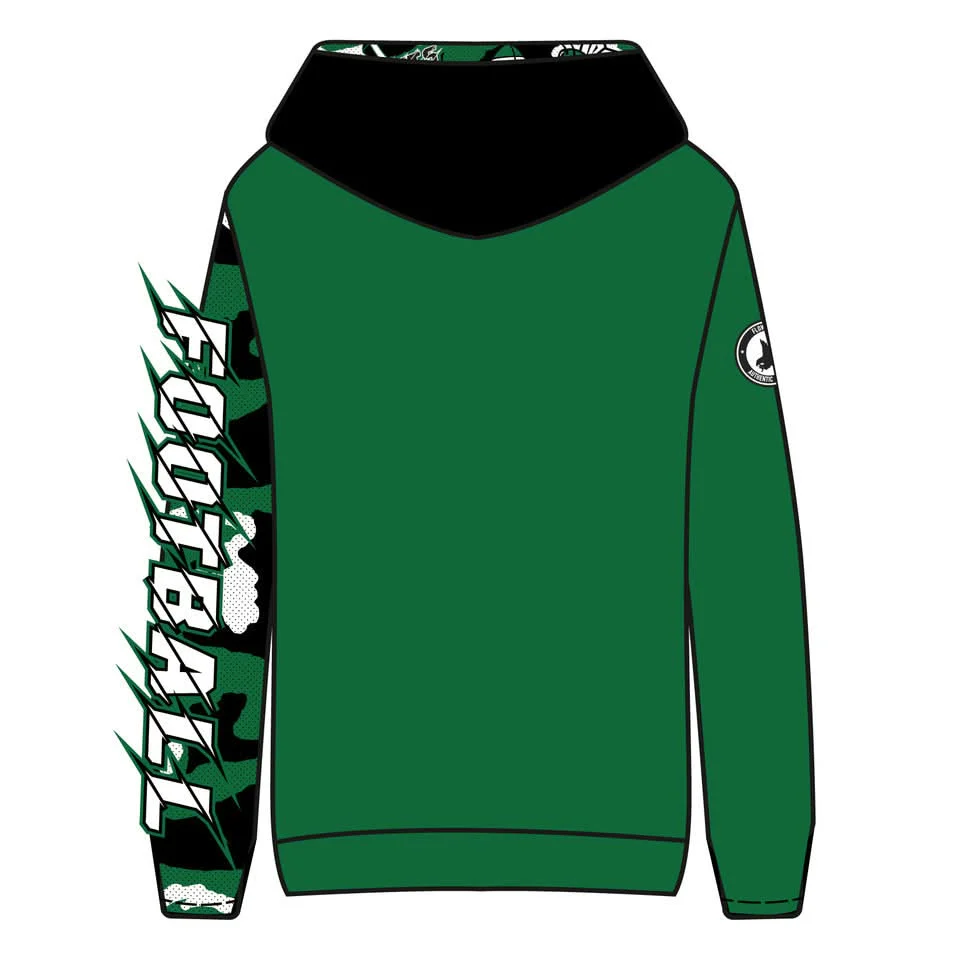 Youth & Adult Mansfield Hornets Football Green Hoodie - Image 2