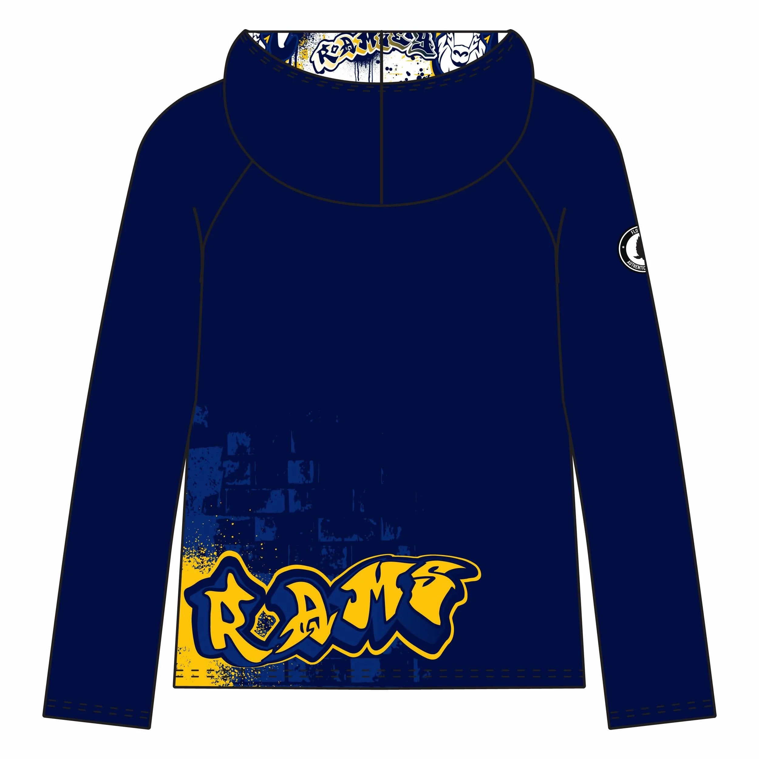 Youth & Adult Ramsey Rams Graffiti Navy Hoodie - Image 2